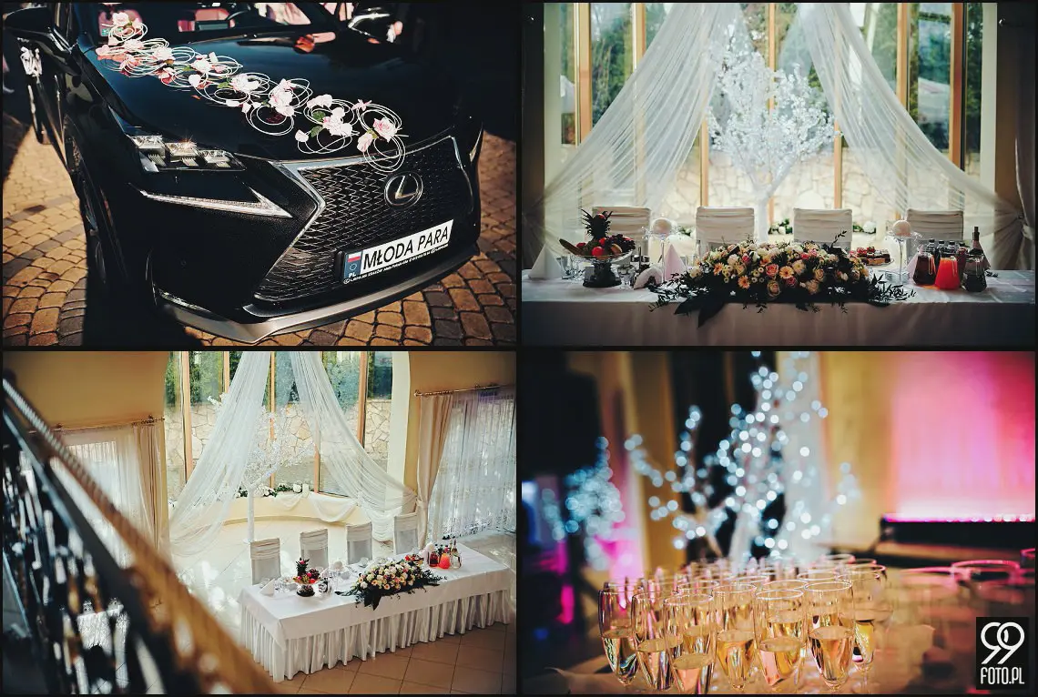 Hotel Margerita Kraków, magiczny wystrój sali weselnej, ślub w Krakowie