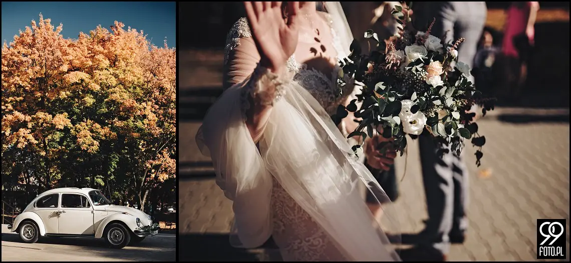 Zielone Wzgórze Koniusza, fotograf ślubny Proszowice, garbus do ślubu