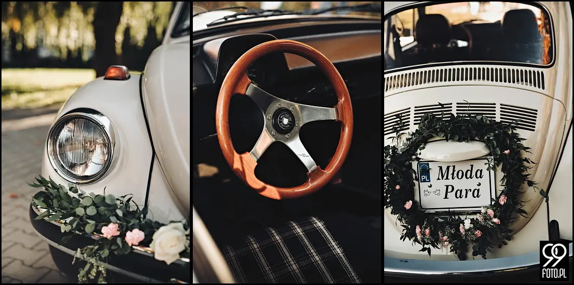 Zielone Wzgórze Koniusza, fotograf ślubny Proszowice, garbus do ślubu