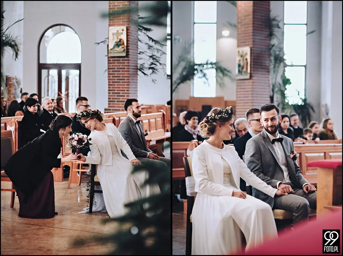 zdjecia slubne zima, zimowa suknia ślubna, zimowe dekoracje weselne, ślub w lutym