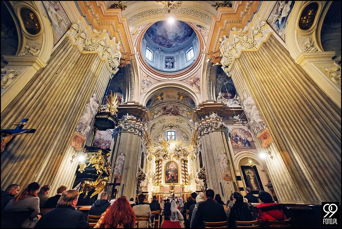 reportaż ślubny kościół Świętej anny kraków,zdjęcia ślubne hotel europejski