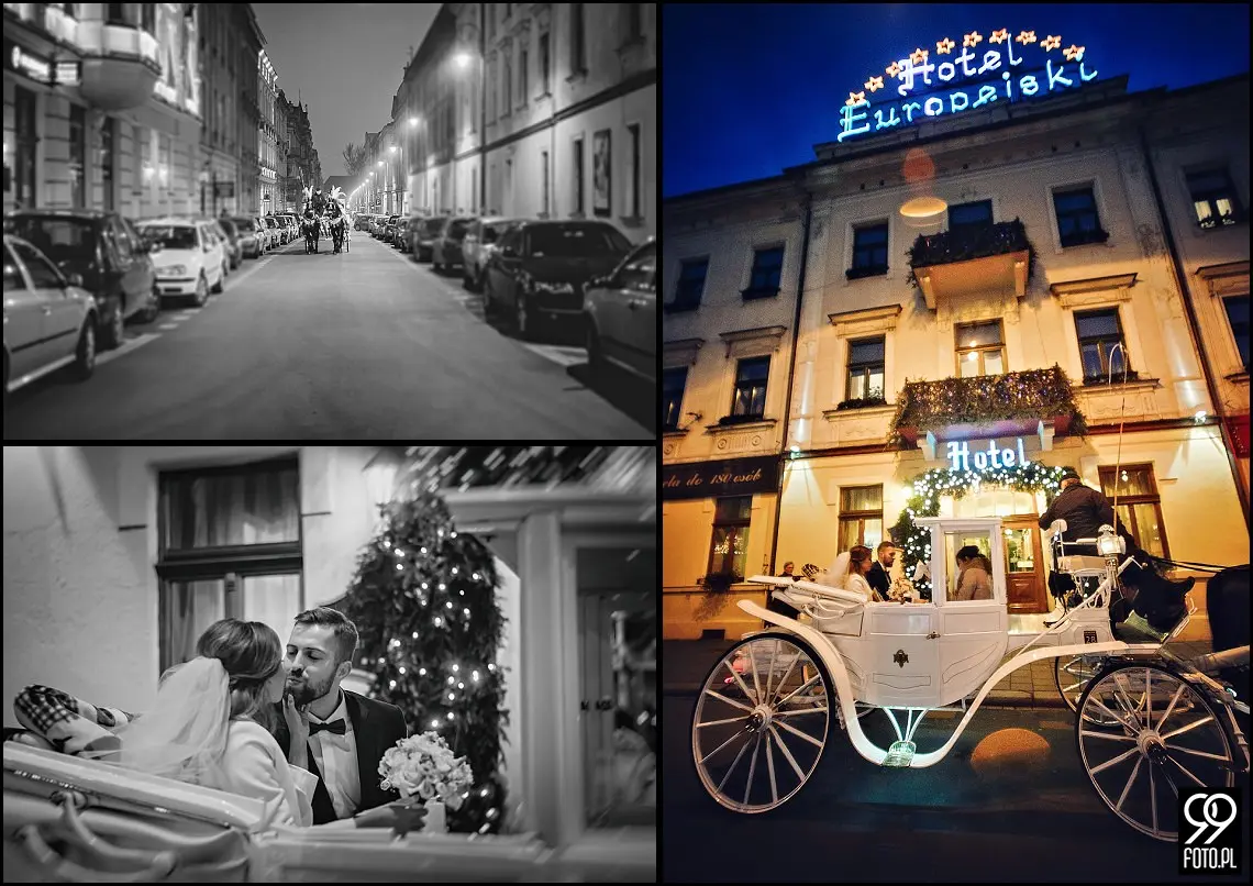 reportaż ślubny kościół Świętej anny kraków,zdjęcia ślubne hotel europejski