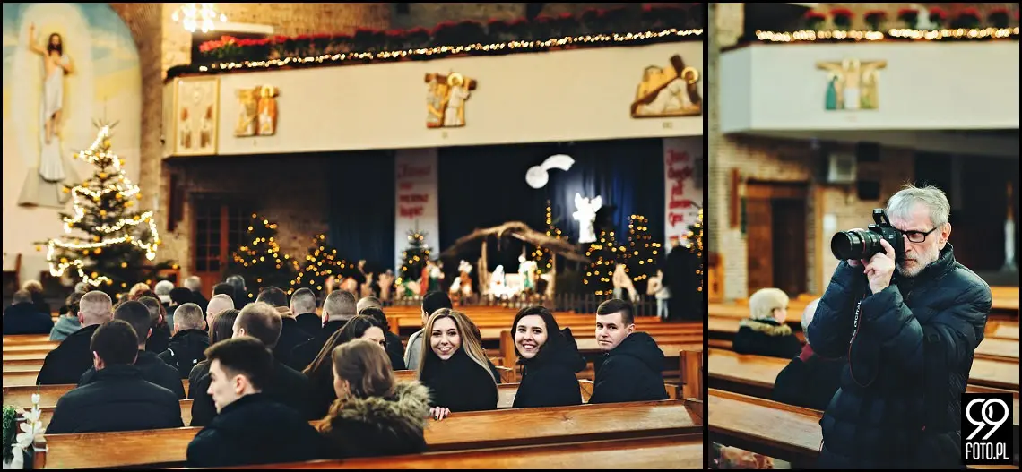 Zimowy ślub Kraków, Kościół na Szkanych Domach, reportaż ślubny Nowa Huta
