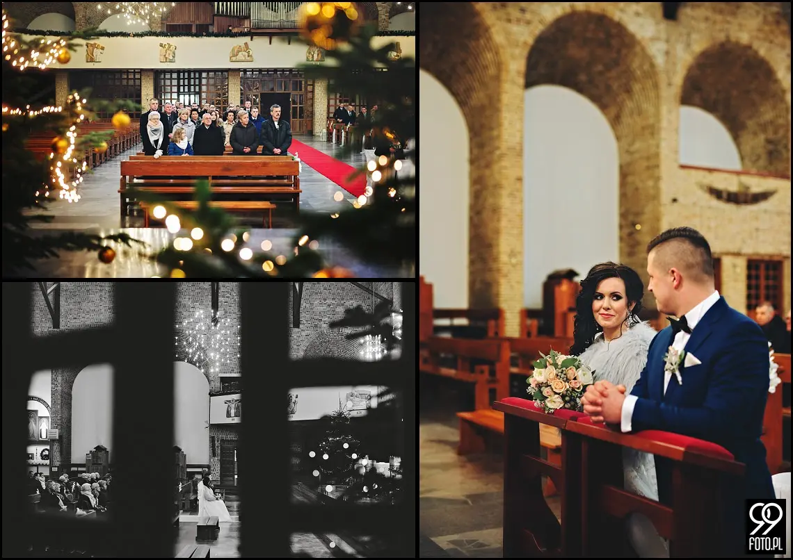 Zimowy ślub Kraków, Kościół na Szkanych Domach, reportaż ślubny Nowa Huta