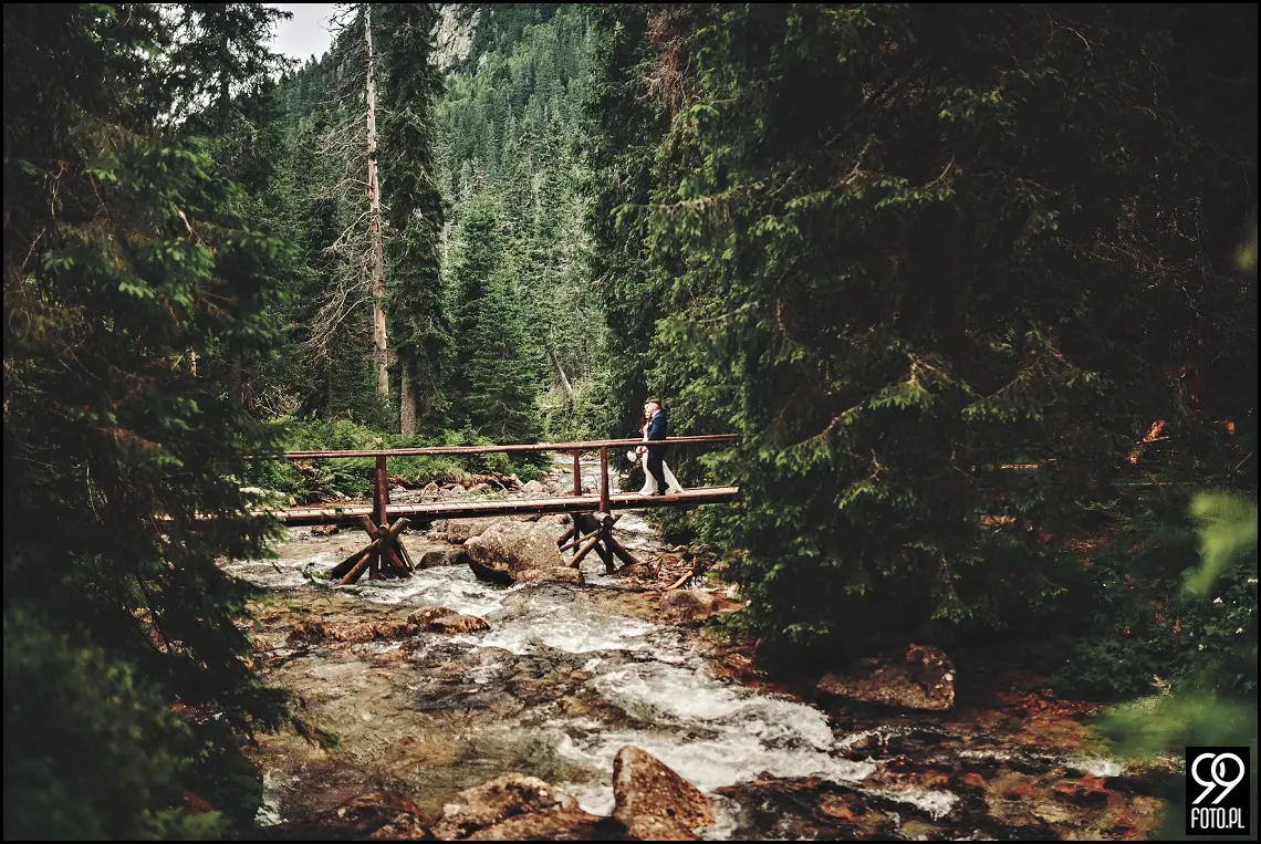 sesja ślubna Popradzki Staw, plener na Słowacji, zdjęcia nad Szczyrbskim Jeziorem