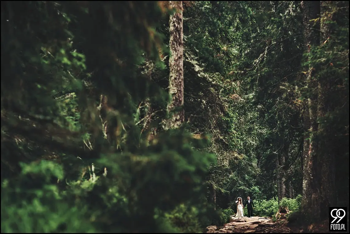 sesja ślubna Popradzki Staw, plener na Słowacji, zdjęcia nad Szczyrbskim Jeziorem
