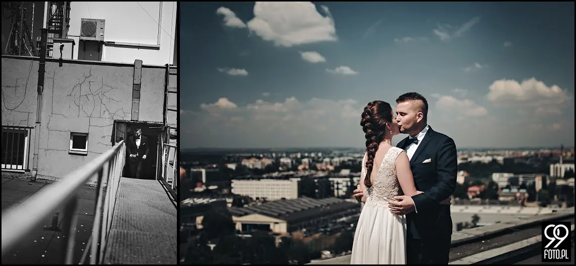 restauracja tiffany wola filipowska, fotograf na ślub krzeszowice, first look na dachu wieżowca