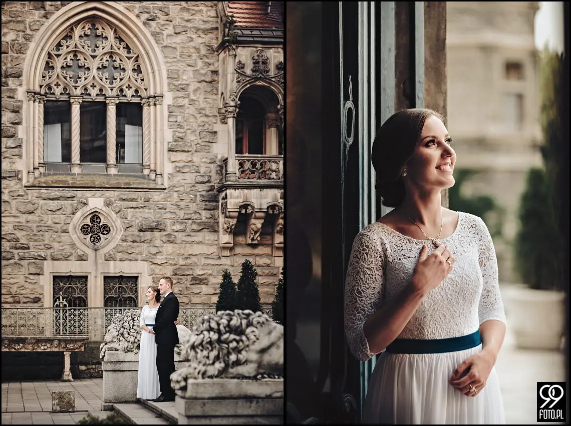 zamek moszna, plenerowa sesja fotograficzna, zdjęcia ślubne w pałacu