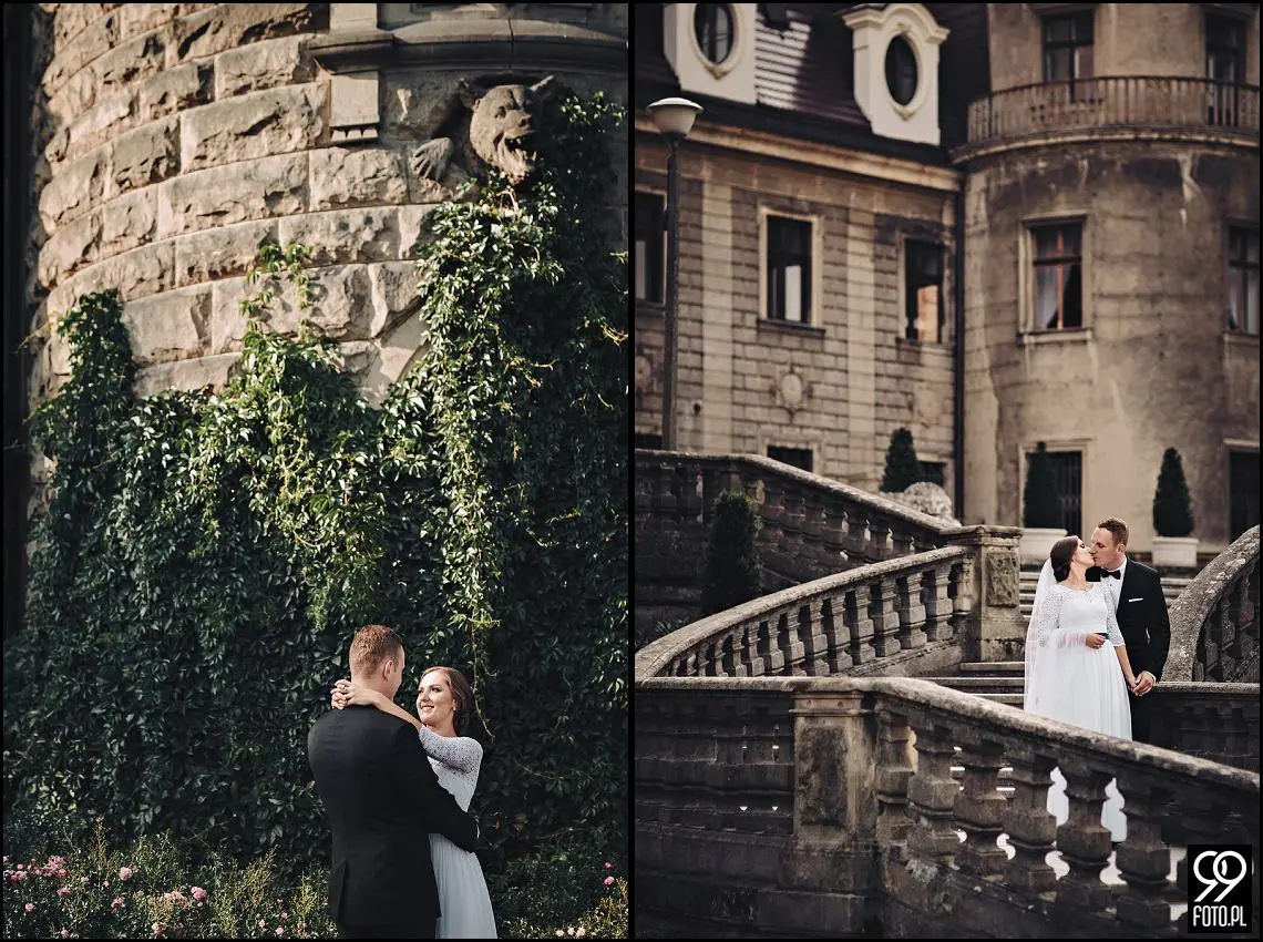 zamek moszna, plenerowa sesja fotograficzna, zdjęcia ślubne w pałacu