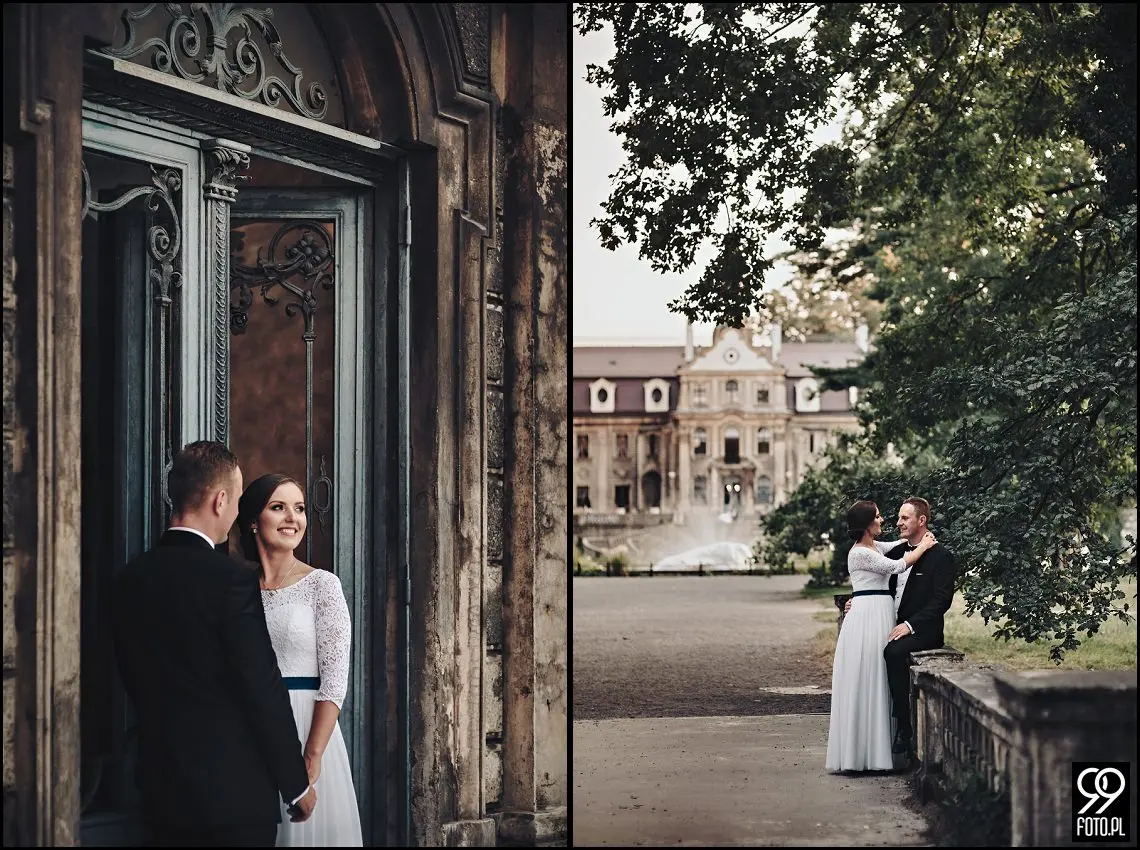 zamek moszna, plenerowa sesja fotograficzna, zdjęcia ślubne w pałacu