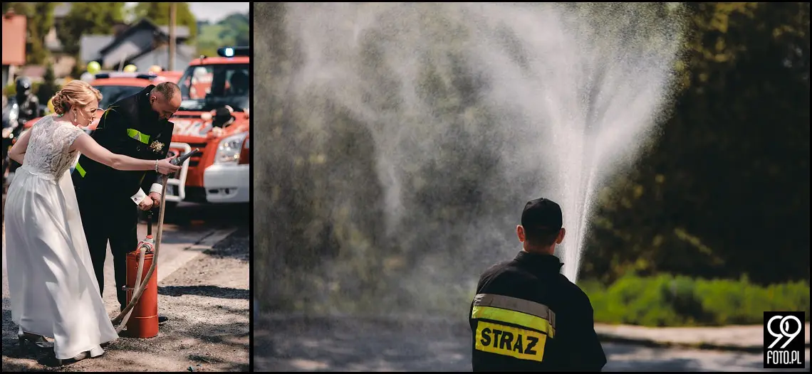 dobry fotograf na wesele, wesele w Tokarni, strażackie tradycje weselne