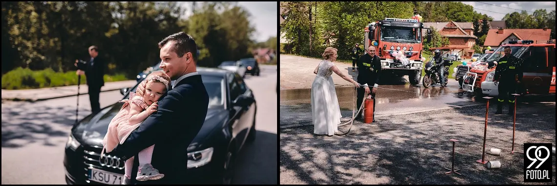 dobry fotograf na wesele, wesele w Tokarni, strażackie tradycje weselne