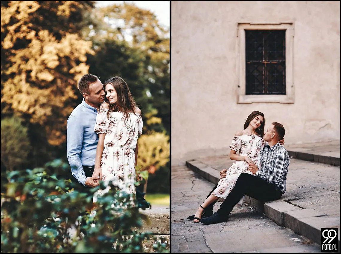 sesja narzeczeńska Kraków, Park Mogilany, Opactwo Benedyktynów Tyniec, Opactwo Tynieckie