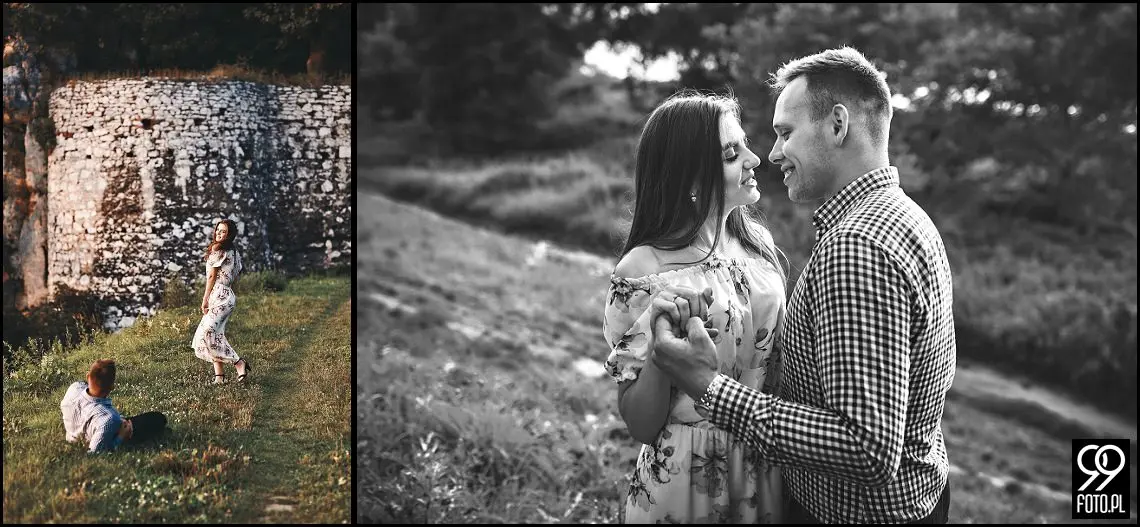 sesja narzeczeńska Kraków, Park Mogilany, Opactwo Benedyktynów Tyniec, Opactwo Tynieckie