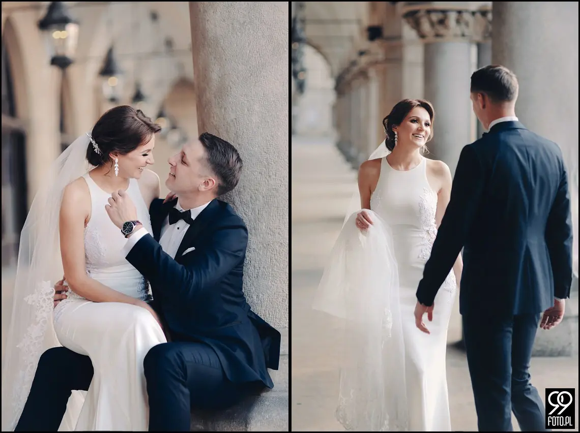 plener ślubny w czasie epidemii koronawirusa, sesja zdjęciowa na rynku w Krakowie