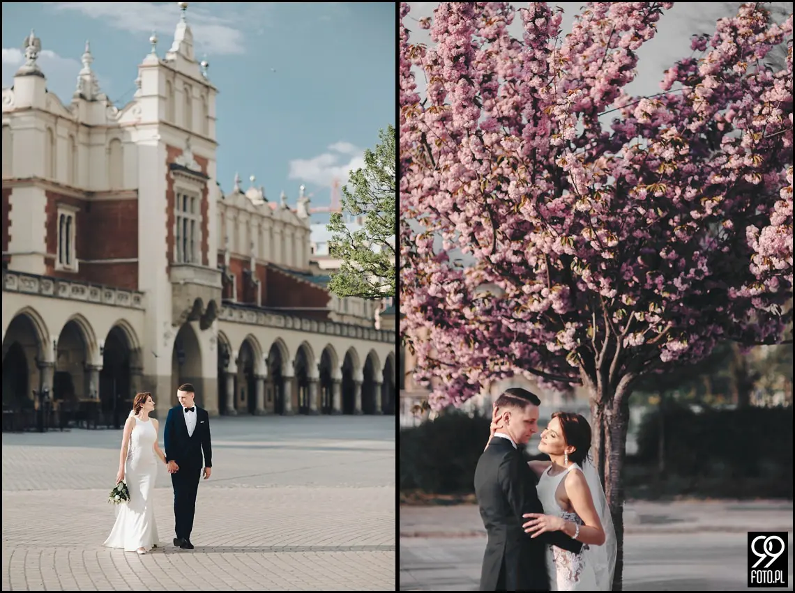 plener ślubny w czasie epidemii koronawirusa, sesja zdjęciowa na rynku w Krakowie