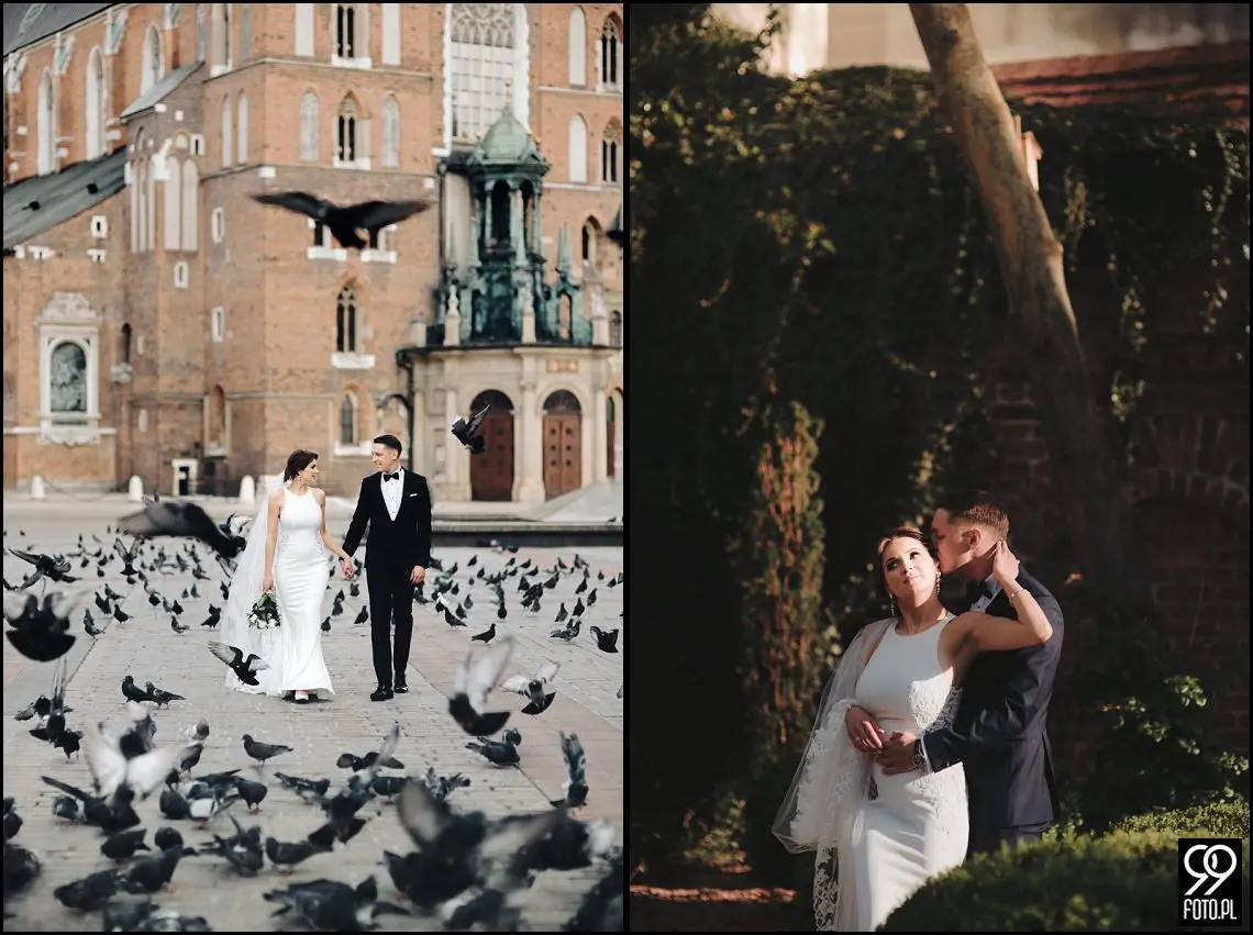 plener ślubny w czasie epidemii koronawirusa, sesja zdjęciowa na rynku w Krakowie