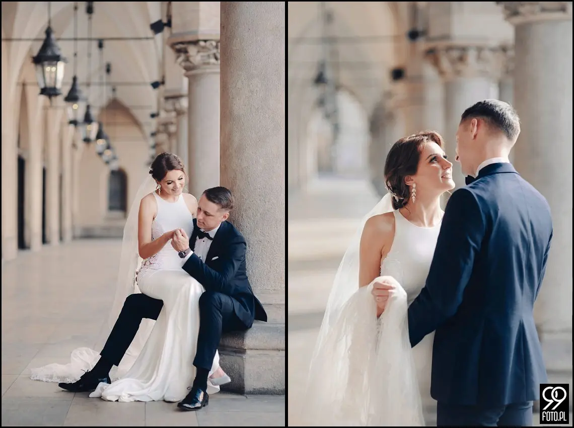 plener ślubny w czasie epidemii koronawirusa, sesja zdjęciowa na rynku w Krakowie