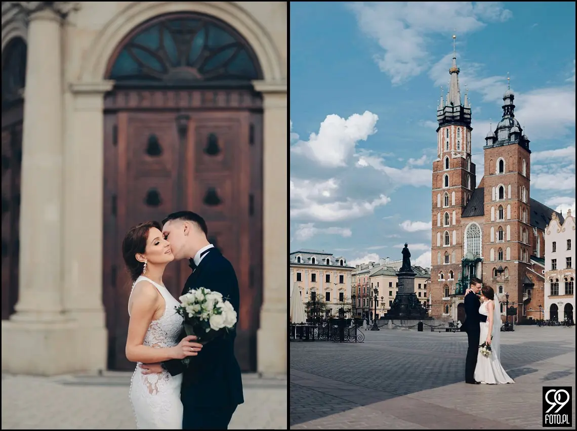 plener ślubny w czasie epidemii koronawirusa, sesja zdjęciowa na rynku w Krakowie