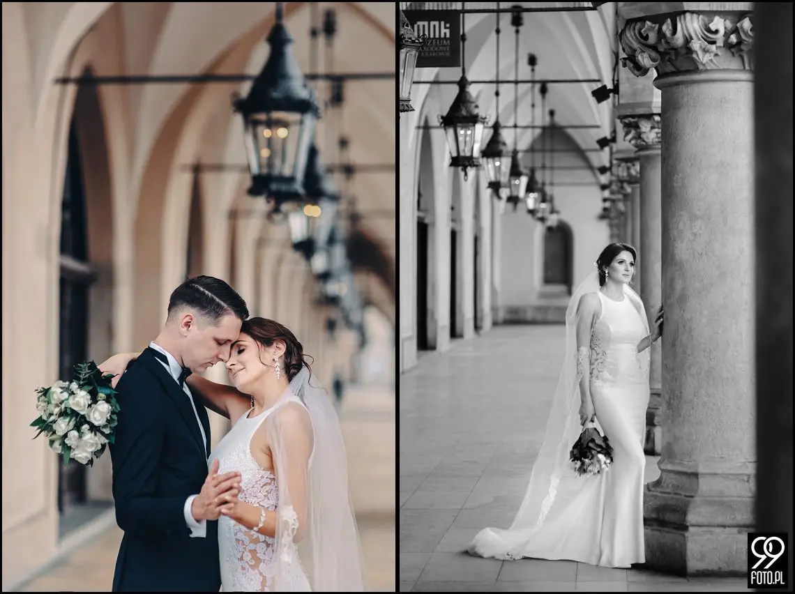 plener ślubny w czasie epidemii koronawirusa, sesja zdjęciowa na rynku w Krakowie