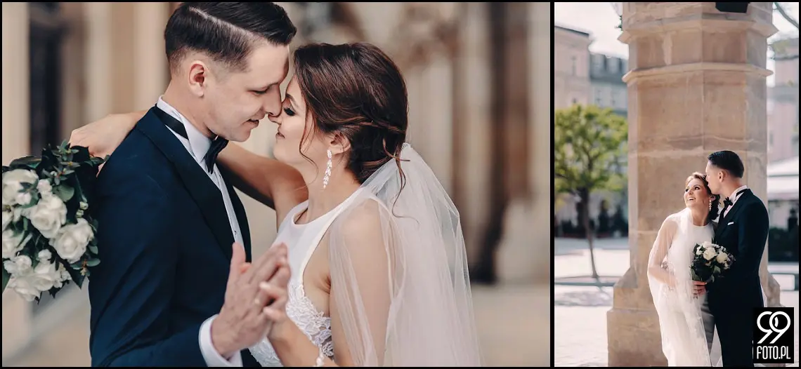 plener ślubny w czasie epidemii koronawirusa, sesja zdjęciowa na rynku w Krakowie