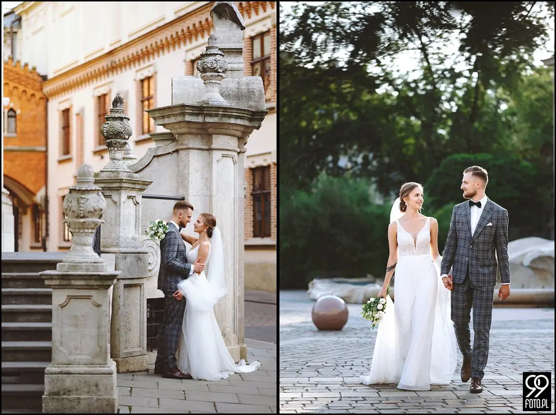 Sesja ślubna w Krakowie, Plener ślubny Sukiennice, Sky Bar Hotel Stary, Bulwary Wiślane