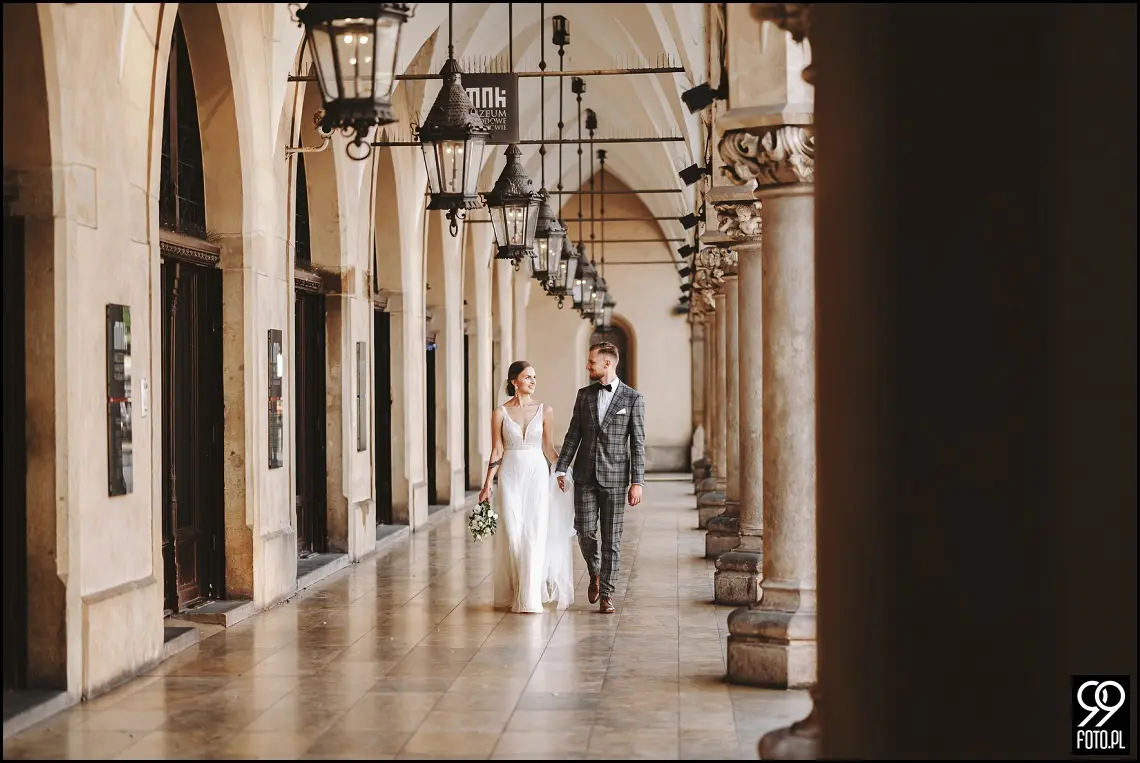 Sesja ślubna w Krakowie, Plener ślubny Sukiennice, Sky Bar Hotel Stary, Bulwary Wiślane