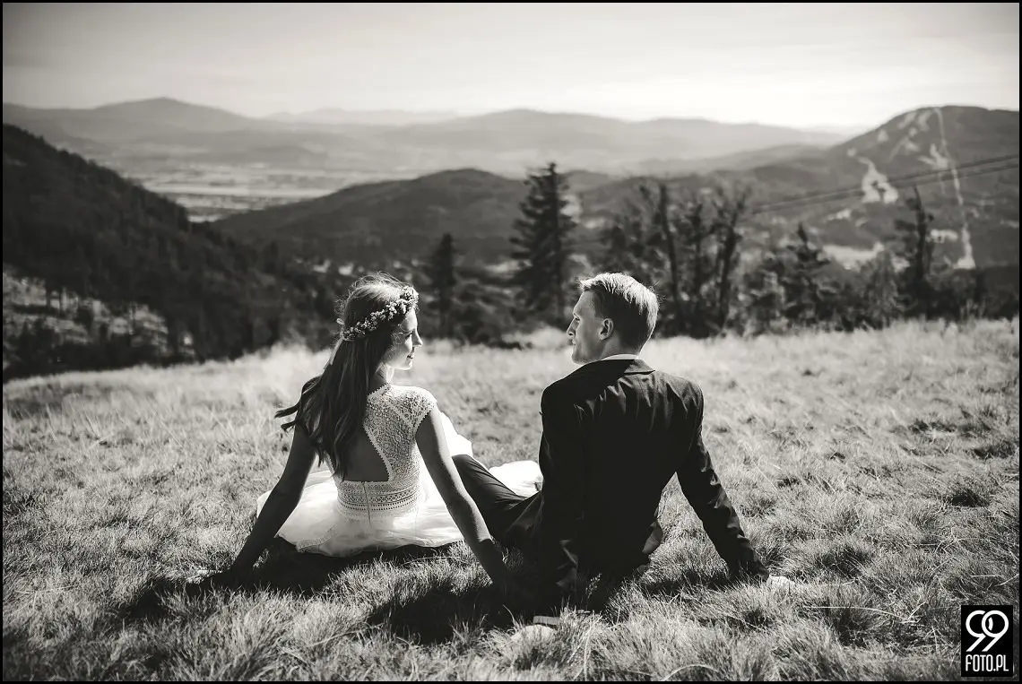 Plener ślubny w Beskidach, sesja ślubna w Beskidzie Śląskim, Szyndzielnia, Klimczok