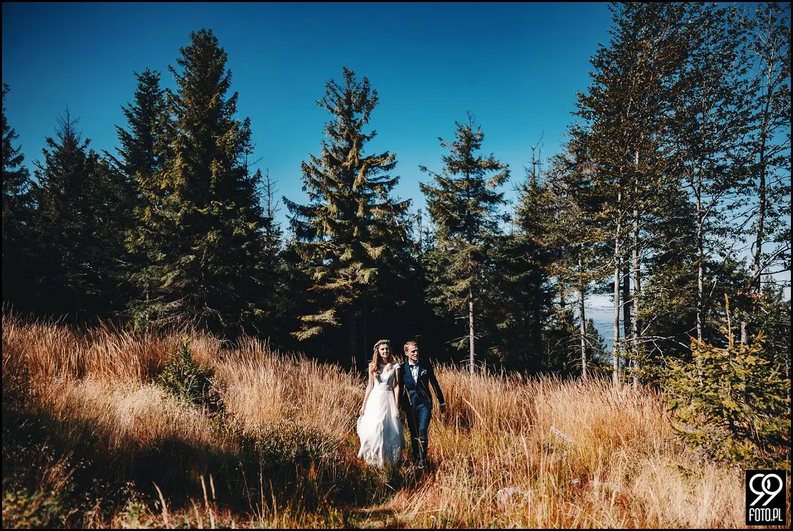 Plener ślubny w Beskidach, sesja ślubna w Beskidzie Śląskim, Szyndzielnia, Klimczok