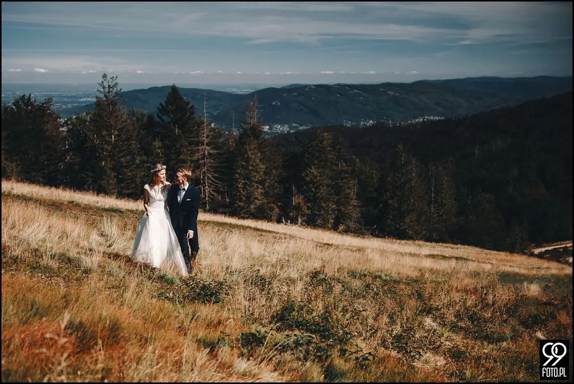 Plener ślubny w Beskidach, sesja ślubna w Beskidzie Śląskim, Szyndzielnia, Klimczok