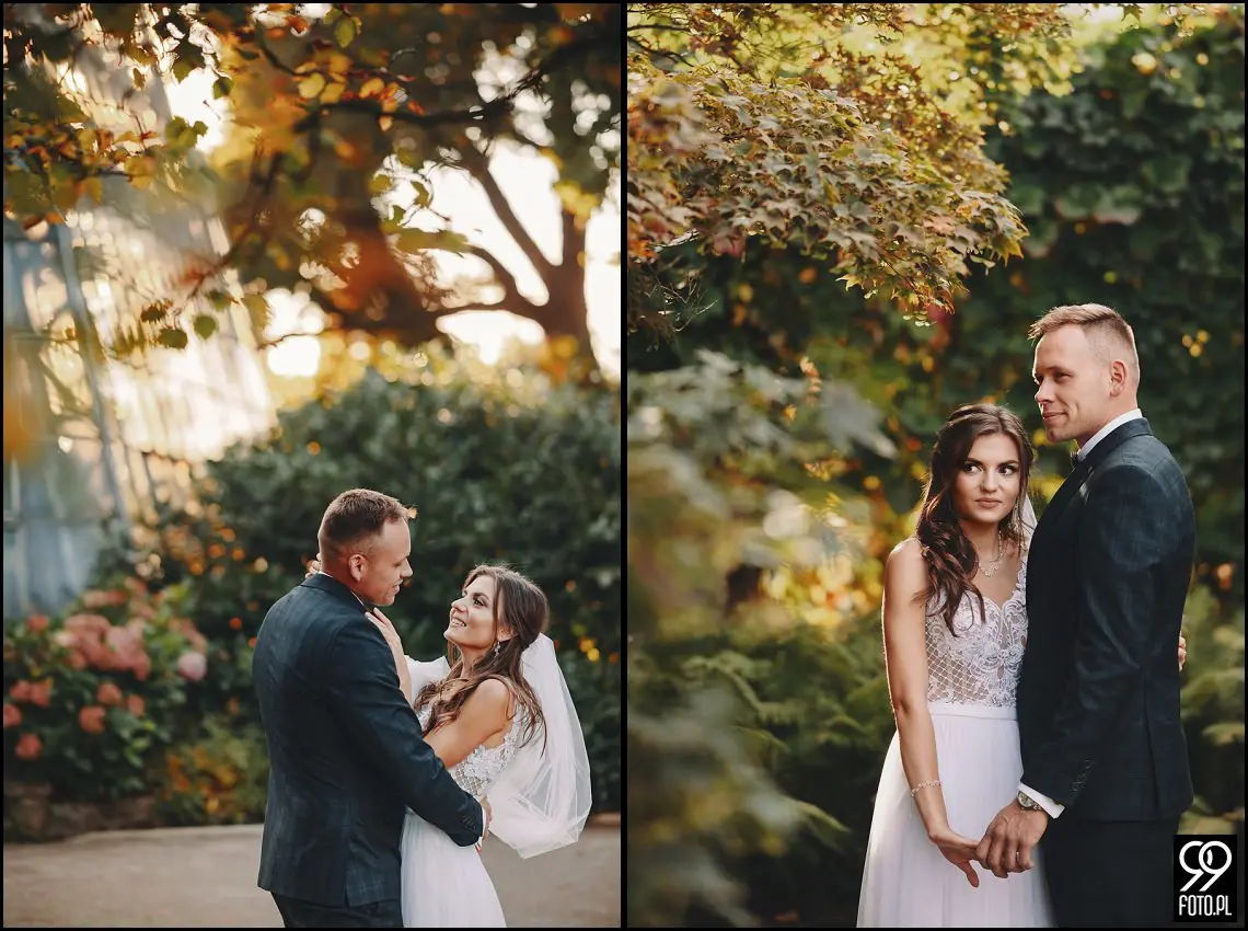 plener ślubny w Ogrodzie Botanicznym, zakochani w Krakowie, ślubna sesja zdjęciowa jesienią
