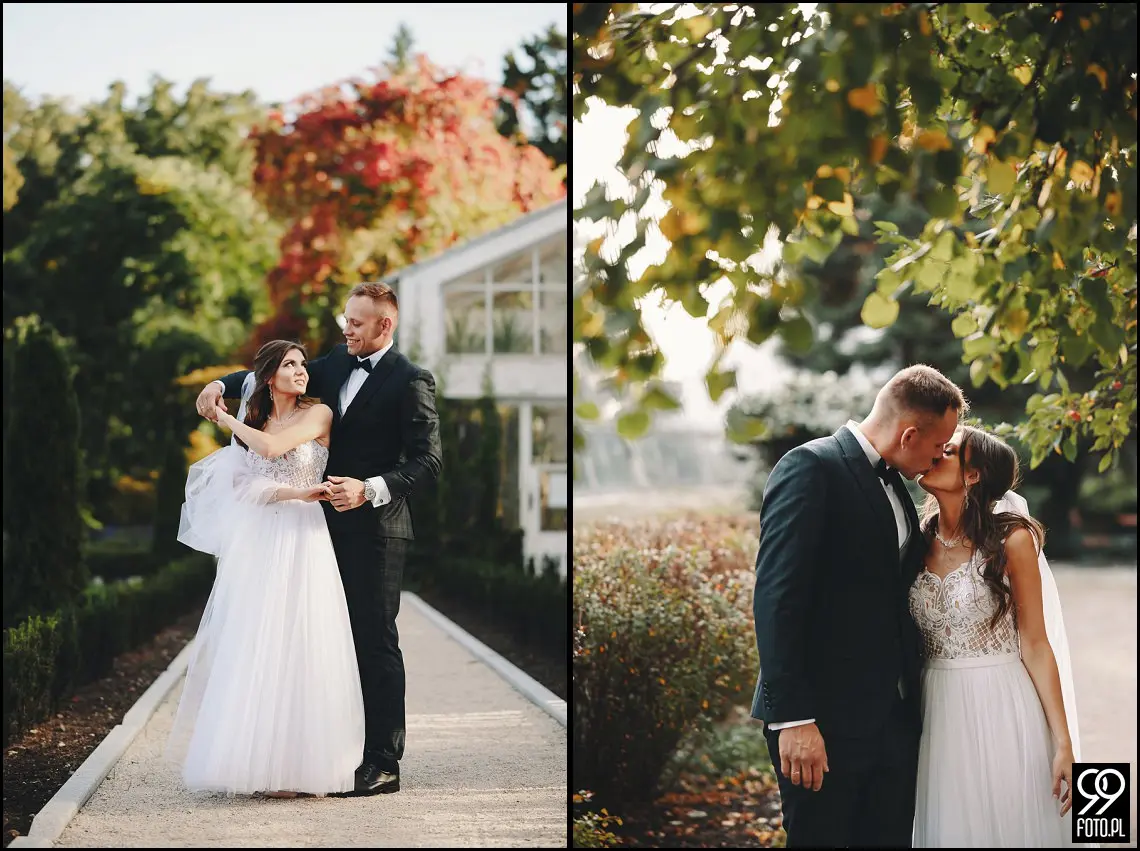 plener ślubny w Ogrodzie Botanicznym, zakochani w Krakowie, ślubna sesja zdjęciowa jesienią