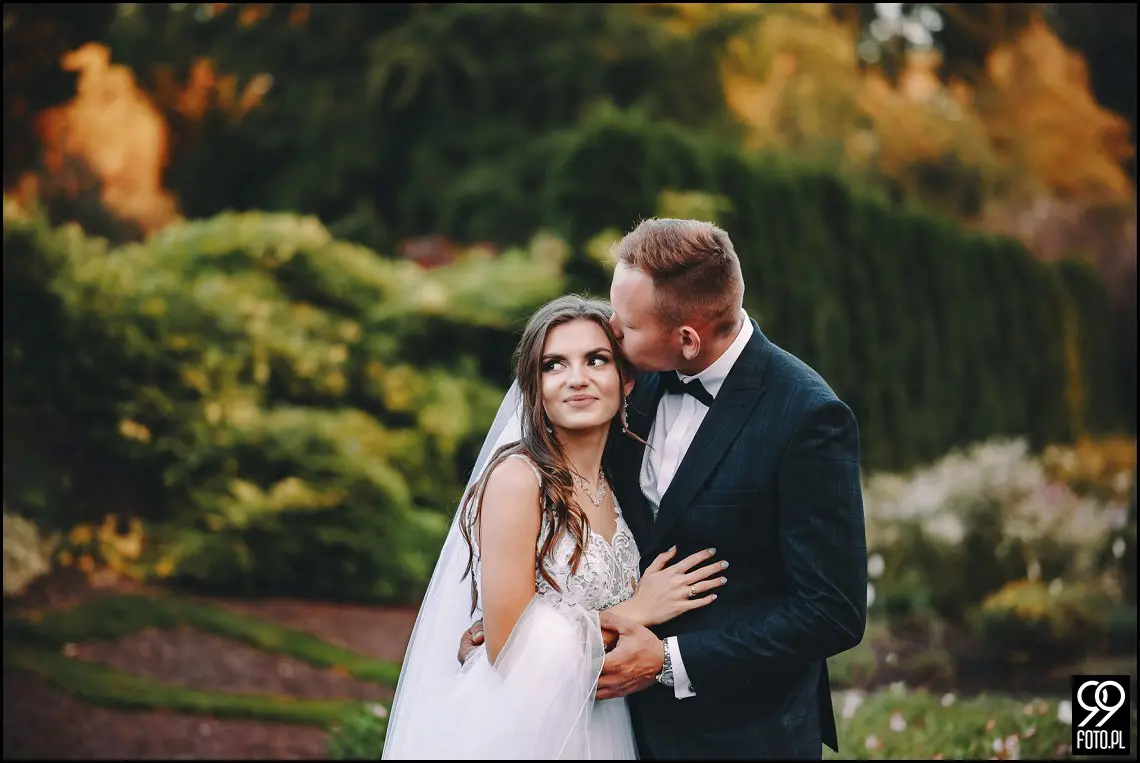 plener ślubny w Ogrodzie Botanicznym, zakochani w Krakowie, ślubna sesja zdjęciowa jesienią