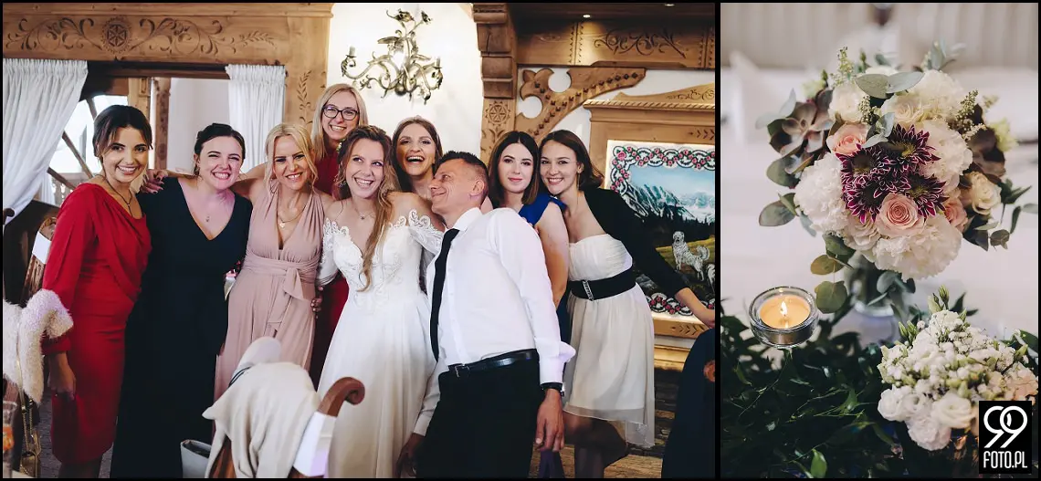 fotograf na wesele Rabka Zdrój, kościół św. Marii Magdaleny w Rabce, sala weselna Kabanos w Spytkowicach